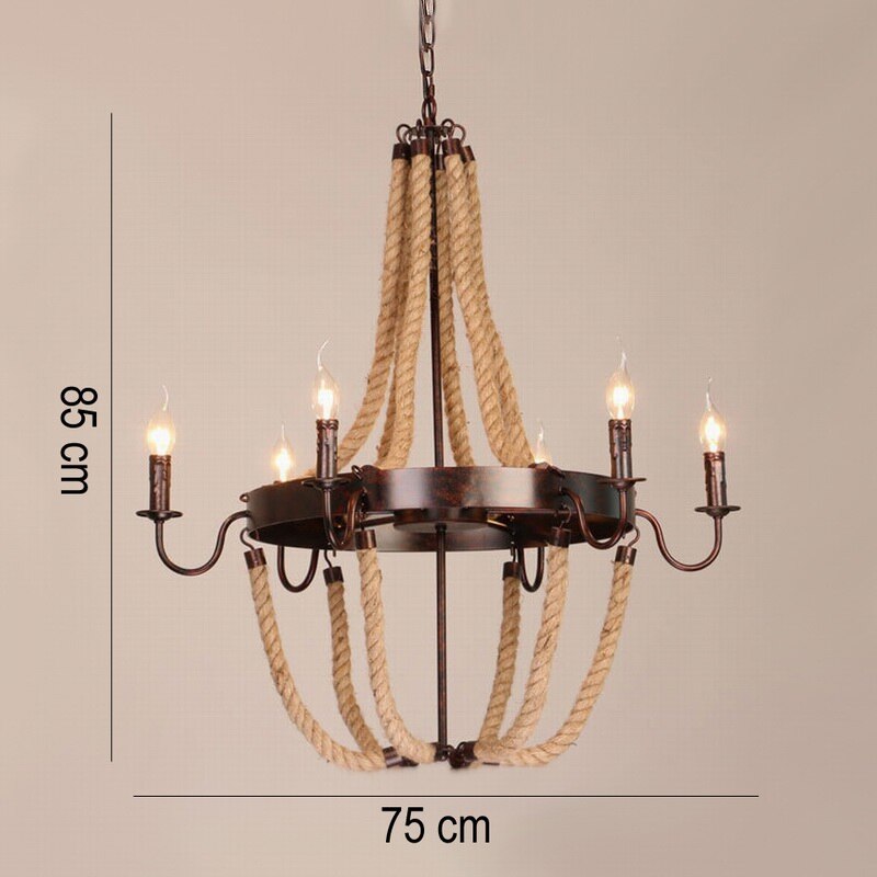 Vintage chandelier with ropes and fake candles Vechy