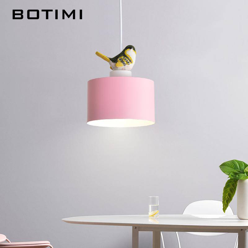 Suspension design LED de couleur avec oiseau Botimi