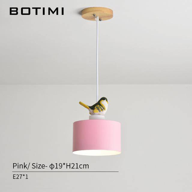Suspension design LED de couleur avec oiseau Botimi
