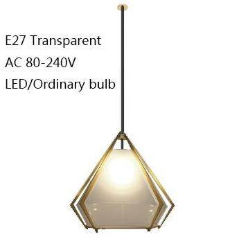 pendant light LED design with lampshade diamond glass retro style
