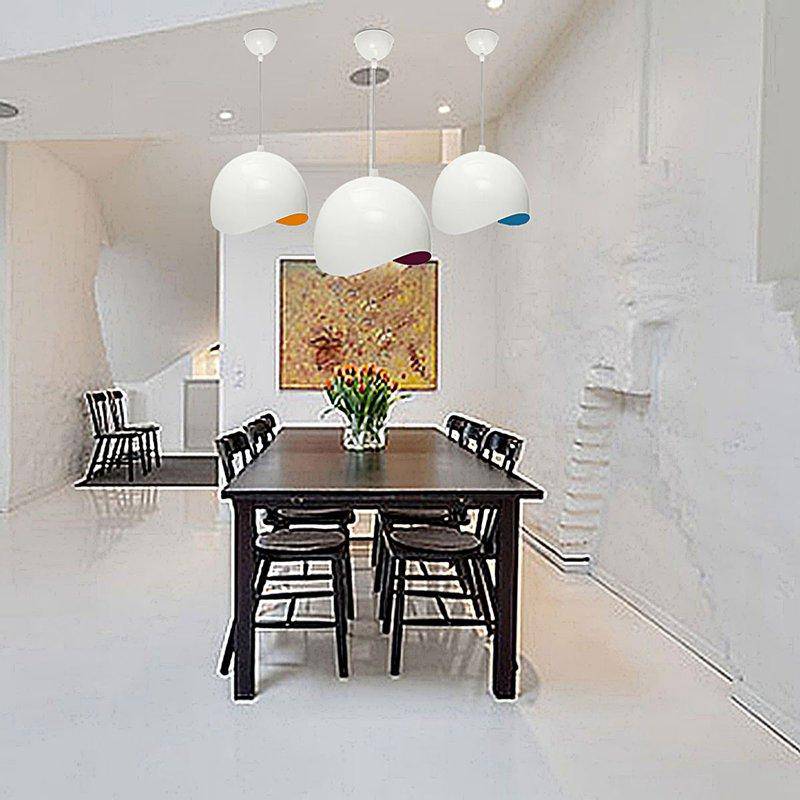 pendant light white ball and colored interior Eggshell