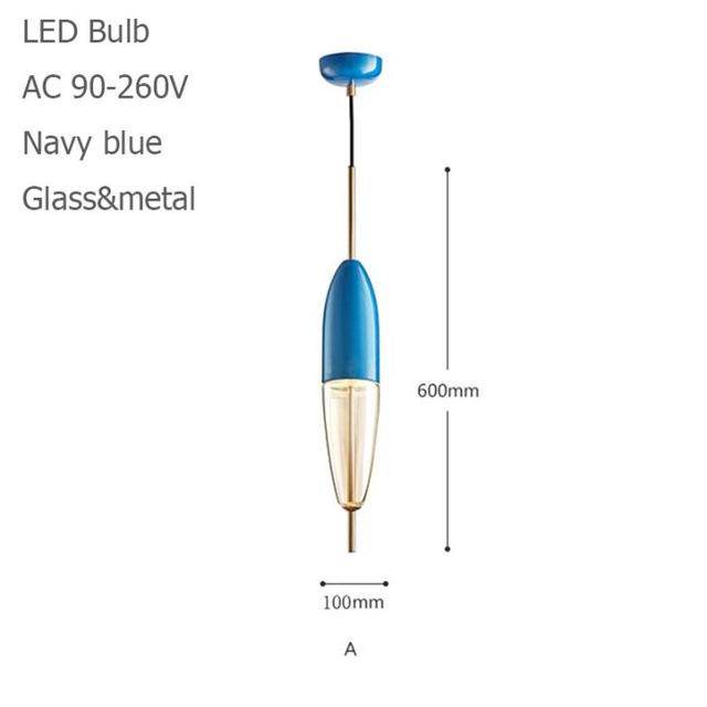 Suspension design LED à forme originale (bleue ou dorée) - vue 6 sur 10