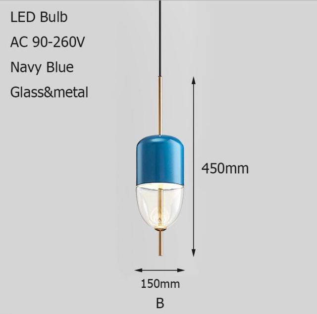 Suspension design LED à forme originale (bleue ou dorée)