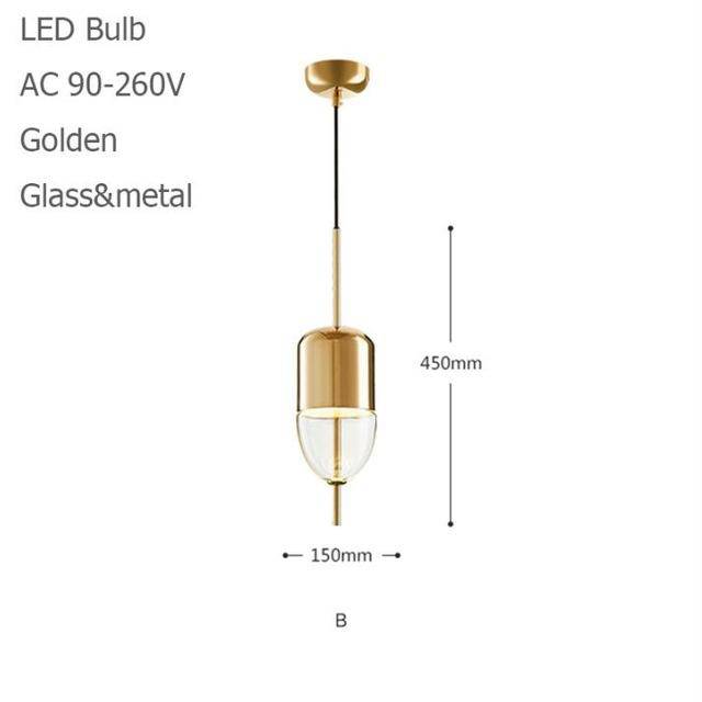Suspension design LED à forme originale (bleue ou dorée)