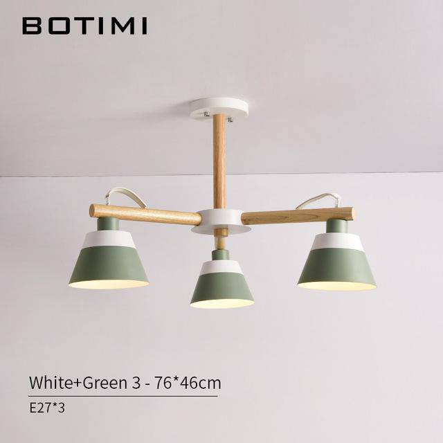 Lustre LED en bois acec abat-jour Nordic - vue 9 sur 12