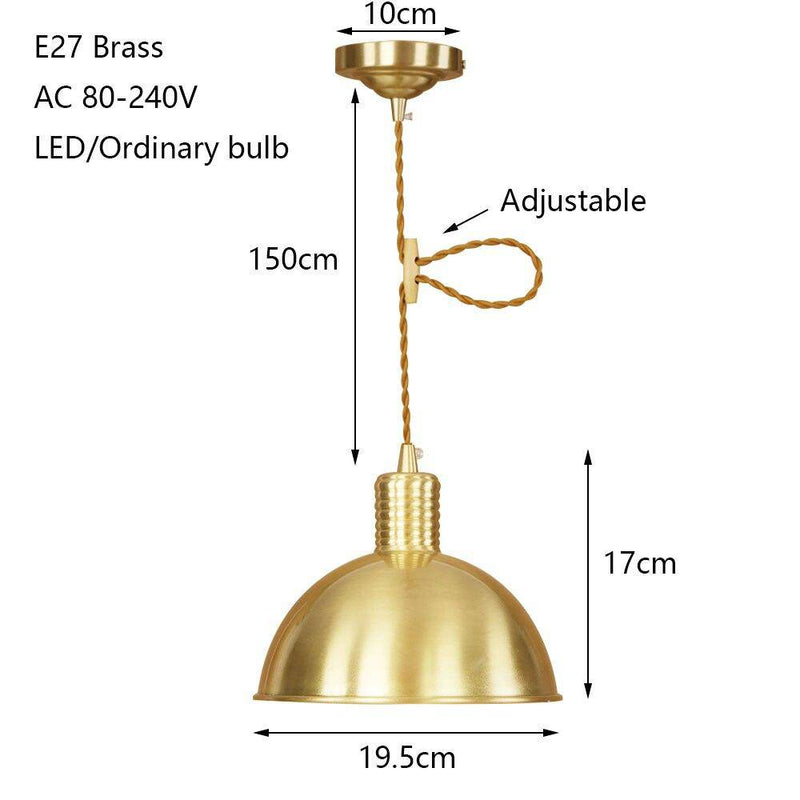 Suspension design à LED abat-jour en métal doré Novel