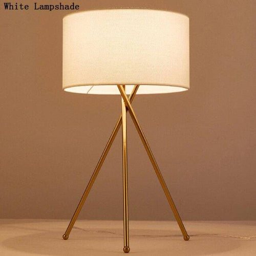 Lampe à poser design dorée avec abat-jour en tissu - vue 4 sur 5