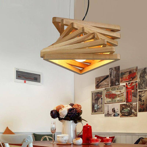 Lustre design triangles en bois Fruit