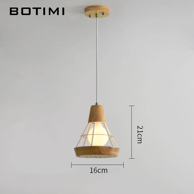 LED design pendant light in wood and metal cage (black or white)