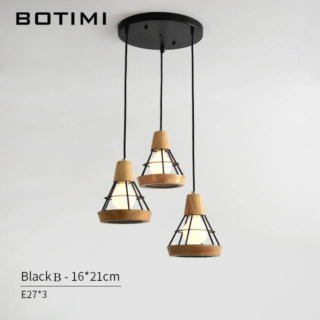 Lámpara de suspensión design LED en jaula de madera y metal (blanco o negro)