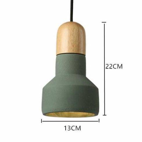 Cement and wood design LED pendant light Nordic