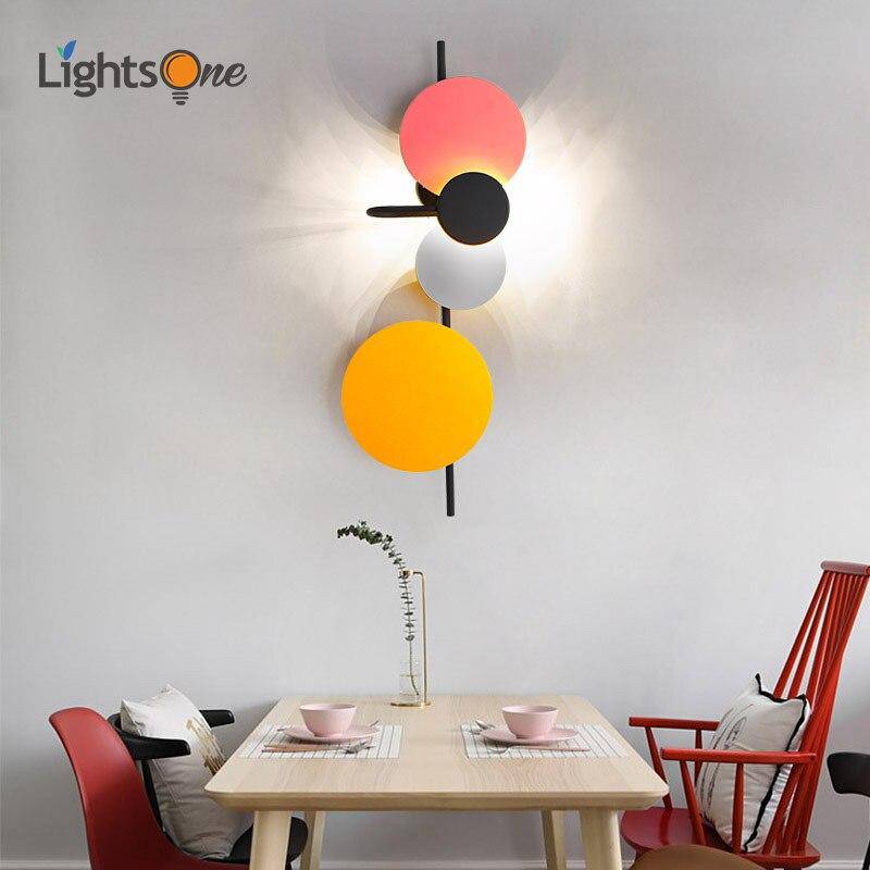 wall lamp LED wall design with several coloured metal discs Lasha