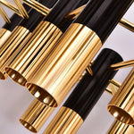 Lustre design avec tubes en métal noir et doré Italy