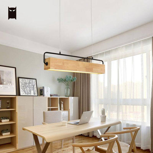 pendant light modern LED elongated wooden Scandinavian style