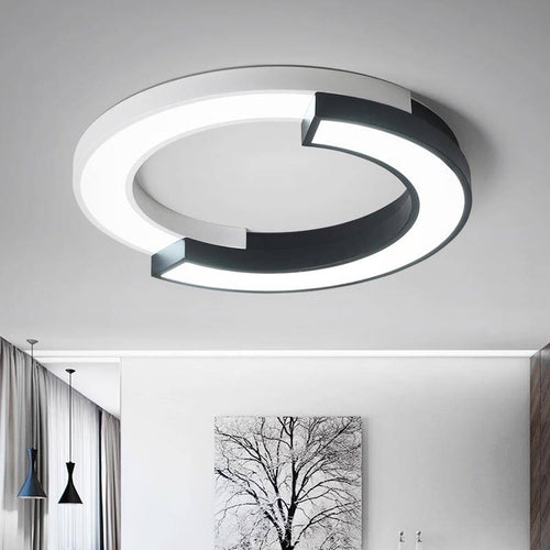 Lámpara de techo design LED media caña blanco y negro
