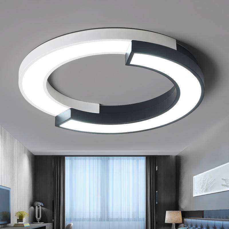 Plafonnier design LED demis ronds noir et blanc