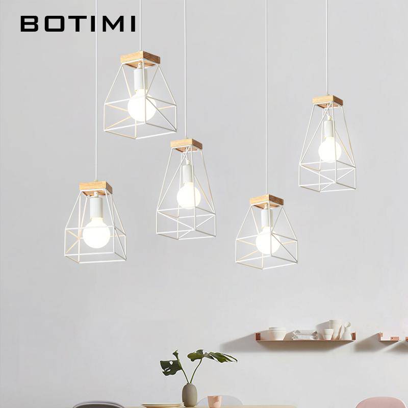 Design LED pendant light white metal cage