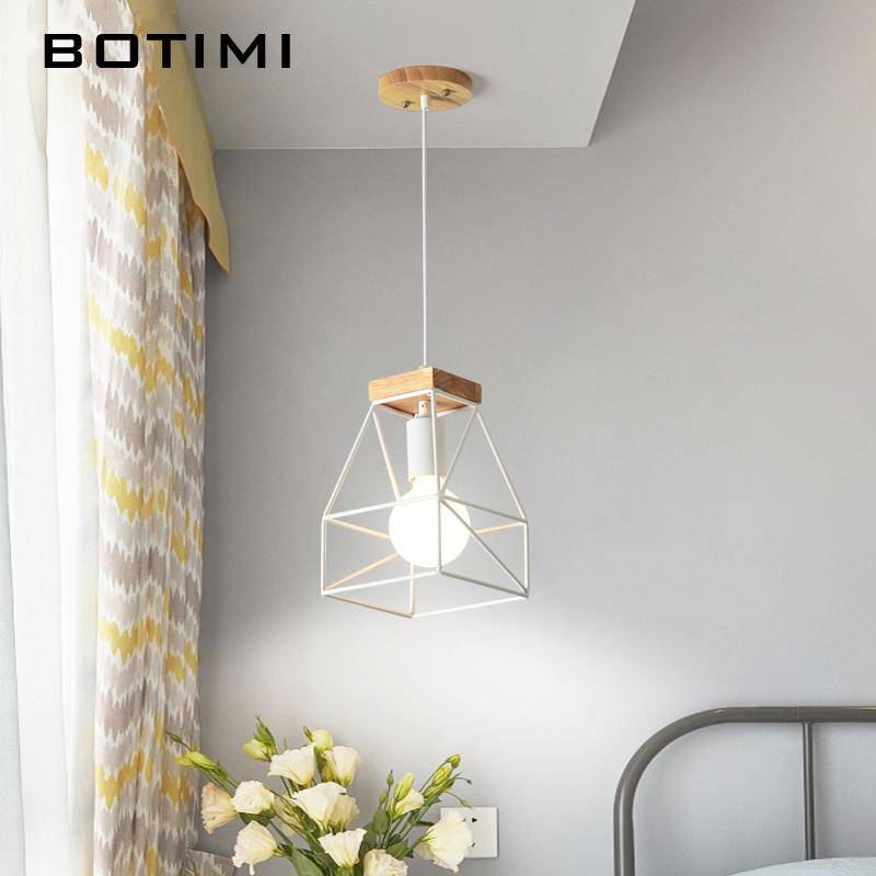 Design LED pendant light white metal cage