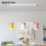 Suspension triple à LED en bois et métal de couleur