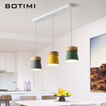 Suspension triple à LED en bois et métal de couleur