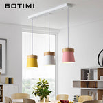 Suspension triple à LED en bois et métal de couleur