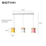 Suspension triple à LED en bois et métal de couleur