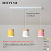 Suspension triple à LED en bois et métal de couleur