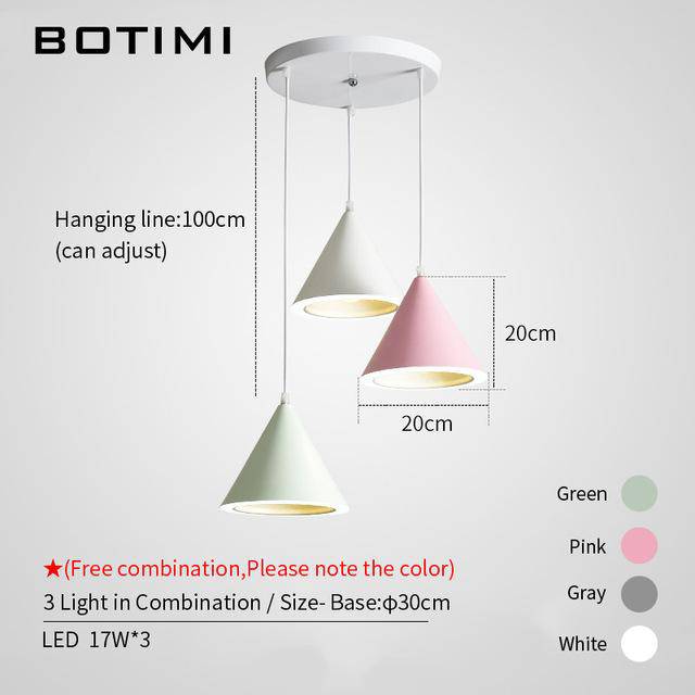 Suspension design LED en cône de couleur Nordic - vue 5 sur 7