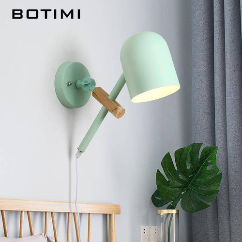 Applique LED design en bois et métal de couleur - vue 6 sur 9