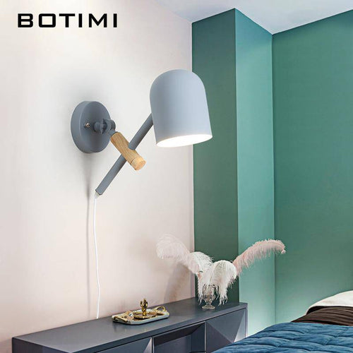 Applique LED design en bois et métal de couleur - vue 3 sur 9