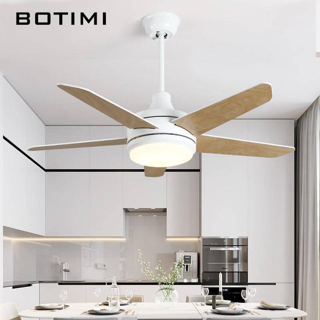 Ventilateur de plafond à LED avec pales en bois Botimi