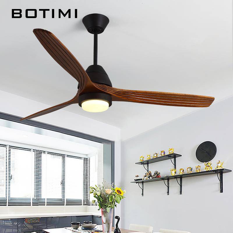 LED ceiling fan with striped blades and colored base