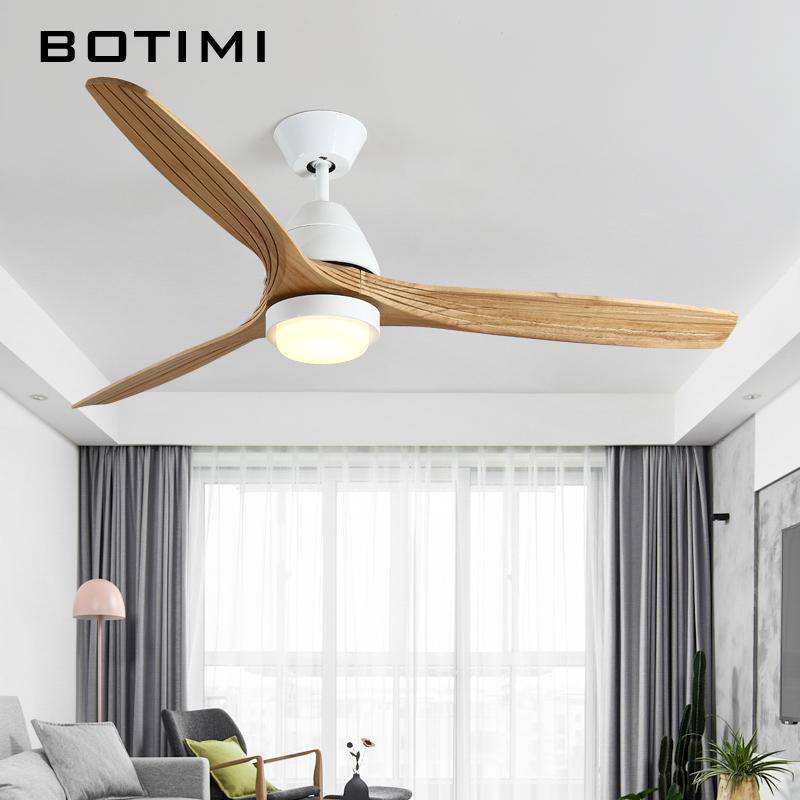 LED ceiling fan with striped blades and colored base