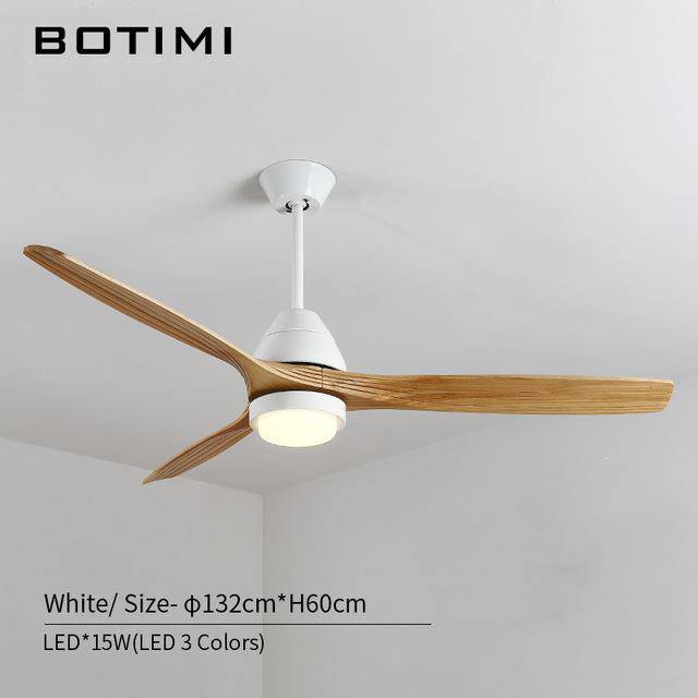 LED ceiling fan with striped blades and colored base