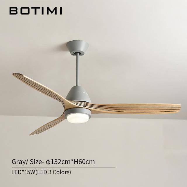 LED ceiling fan with striped blades and colored base