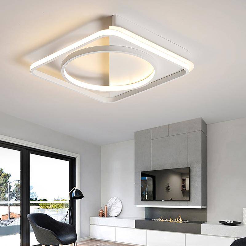 Plafonnier design LED cercle dans carré
