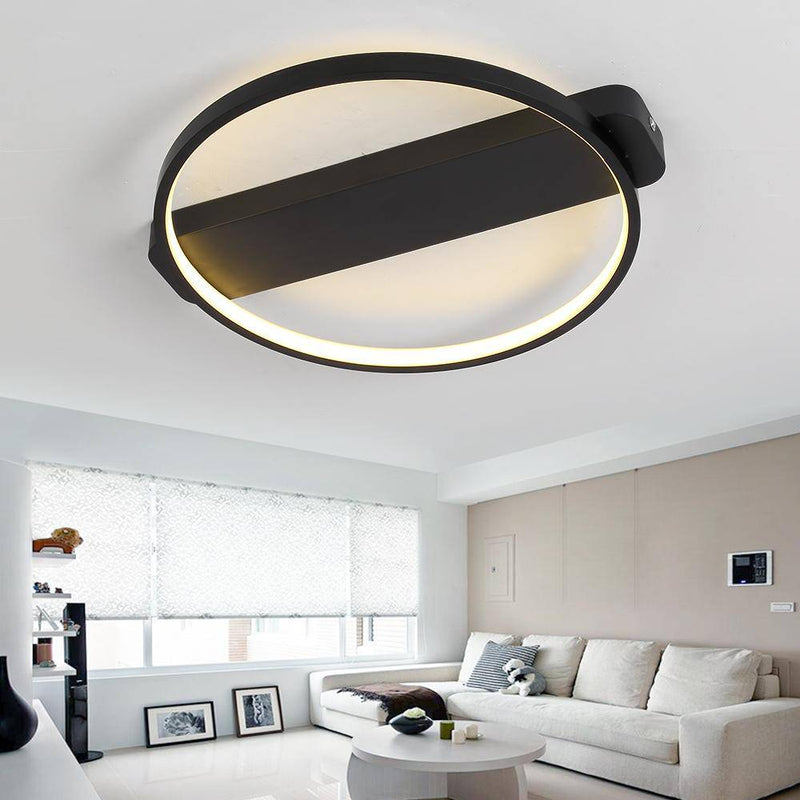 Plafonnier design LED cercle ou carré sur socle (noir ou blanc)