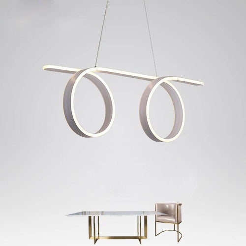 Suspension design à LED à double boucles blanc