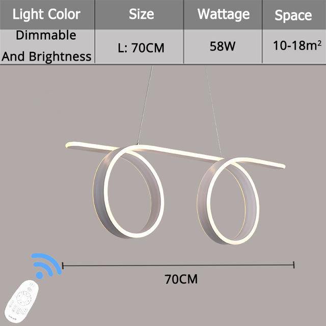 Suspension design à LED à double boucles blanc - vue 4 sur 3