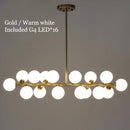 Lustre design à LED avec branche (noir ou dorée) et boules en verre