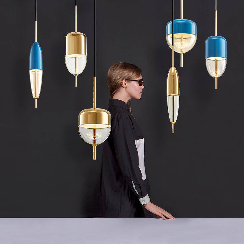 Design LED pendant light with original shape (blue or gold)