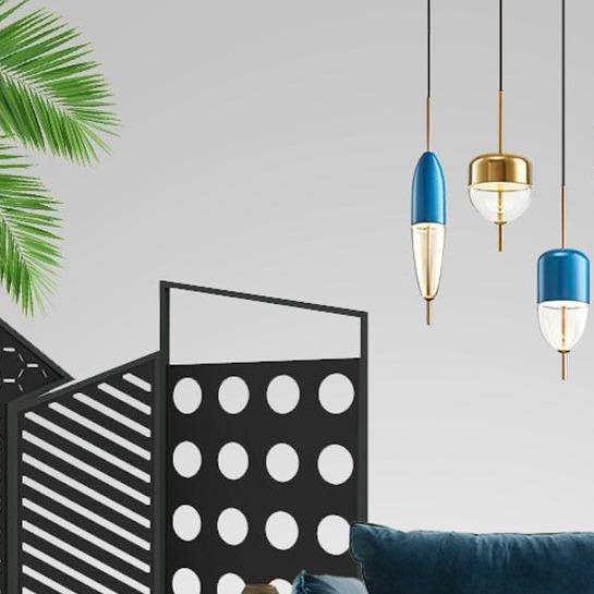 Design LED pendant light with original shape (blue or gold)