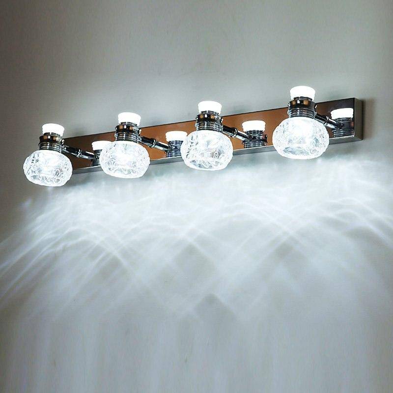 wall lamp Chrome LED wall light with several crystal lamps