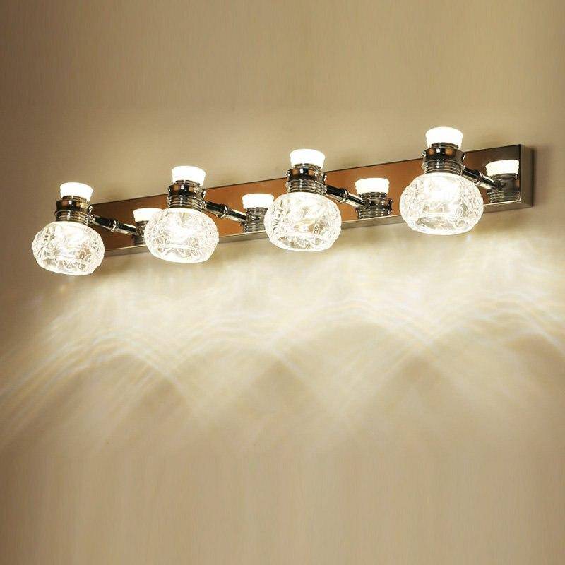 wall lamp Chrome LED wall light with several crystal lamps