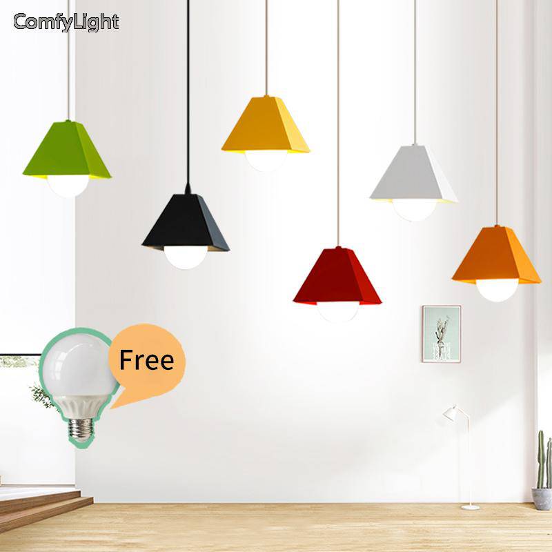 Triangular color LED pendant lamp