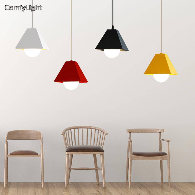 Triangular color LED pendant lamp