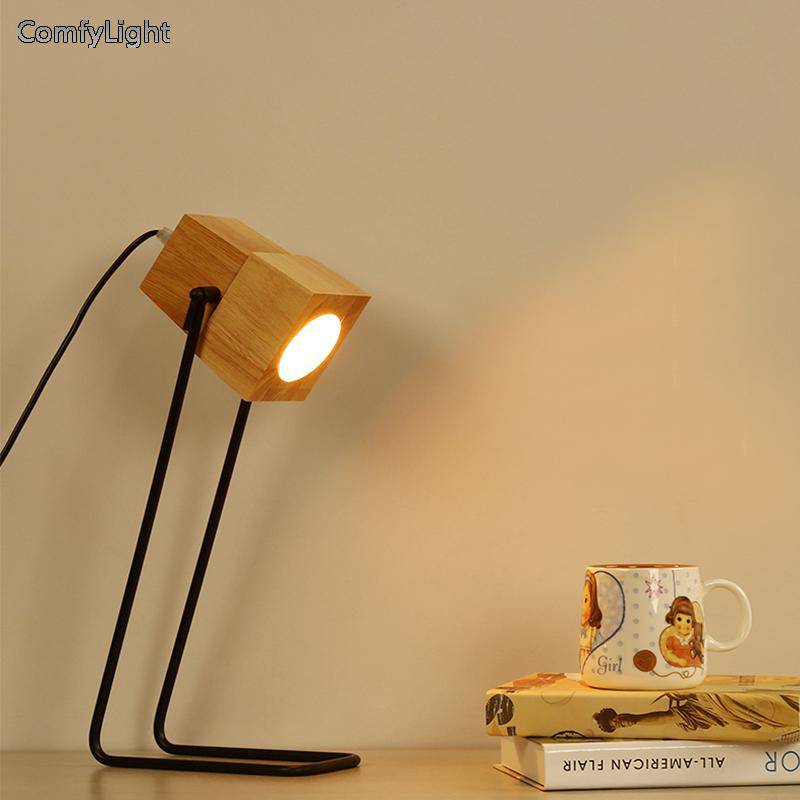 Lampe de bureau ou de chevet en bois ajustable Wood