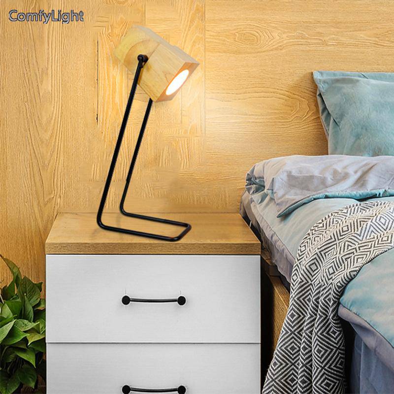 Adjustable desk or bedside lamp Wood