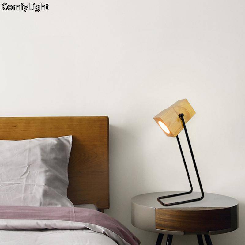 Lampe de bureau ou de chevet en bois ajustable Wood
