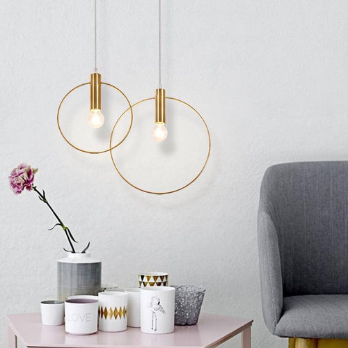 pendant light golden LED round shape